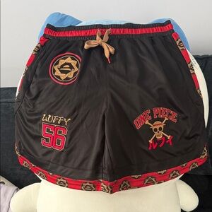 Onepiece Black and Red Athletic Shorts